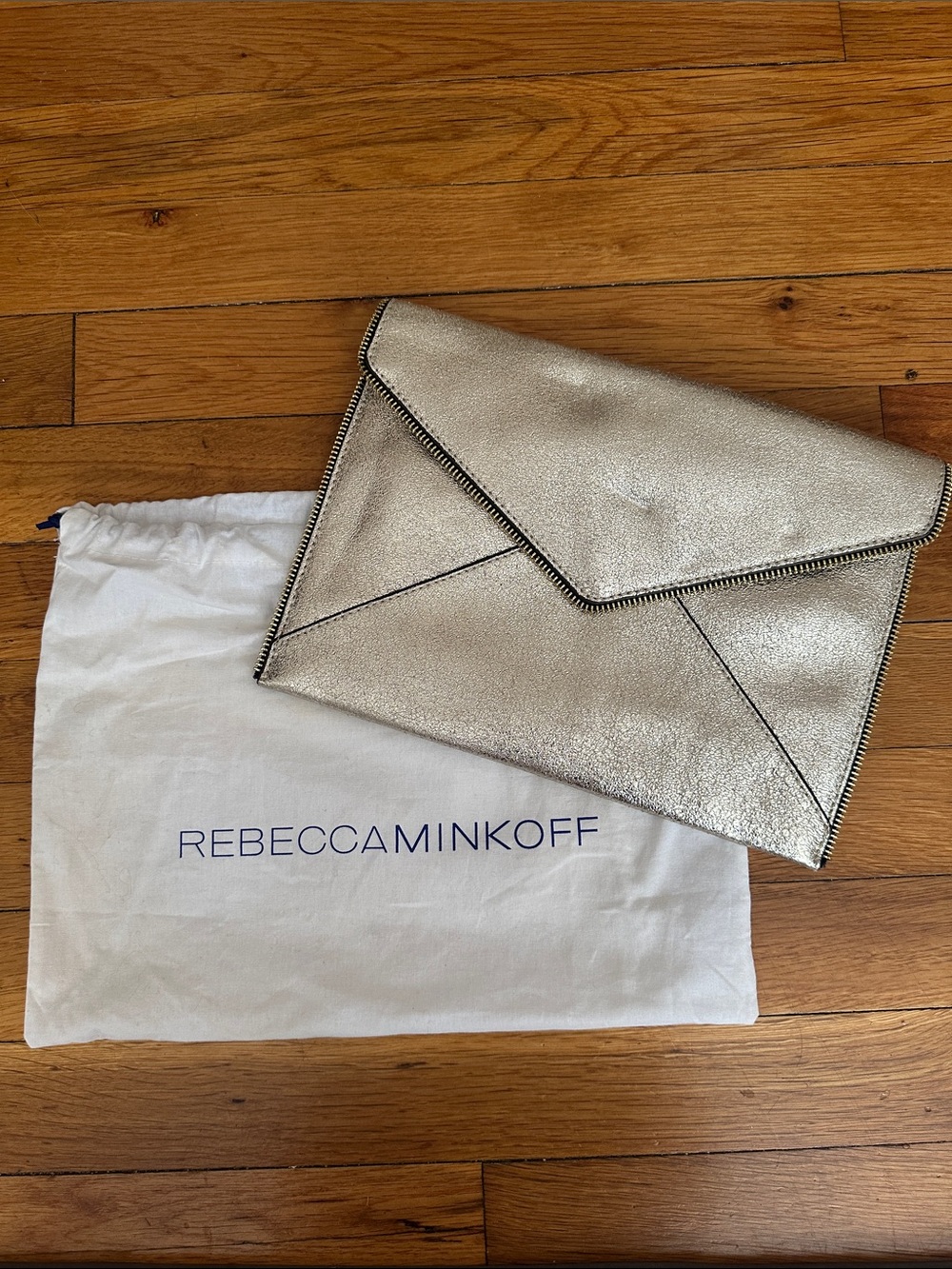 Rebecca Minkoff Metallic Gold Envelope Clutch